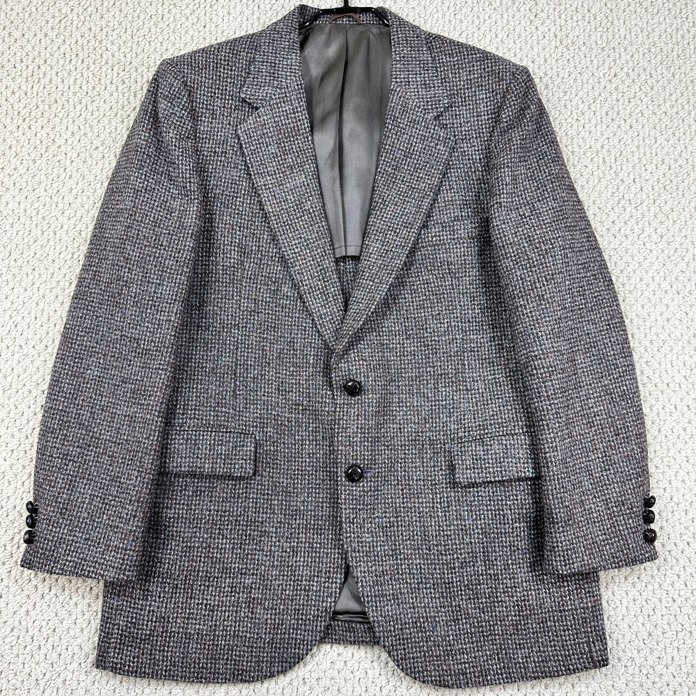 Vtg Harris Tweed Blazer Mens 42R Brown Speckled Sports Coat 100% Scottish Wool
